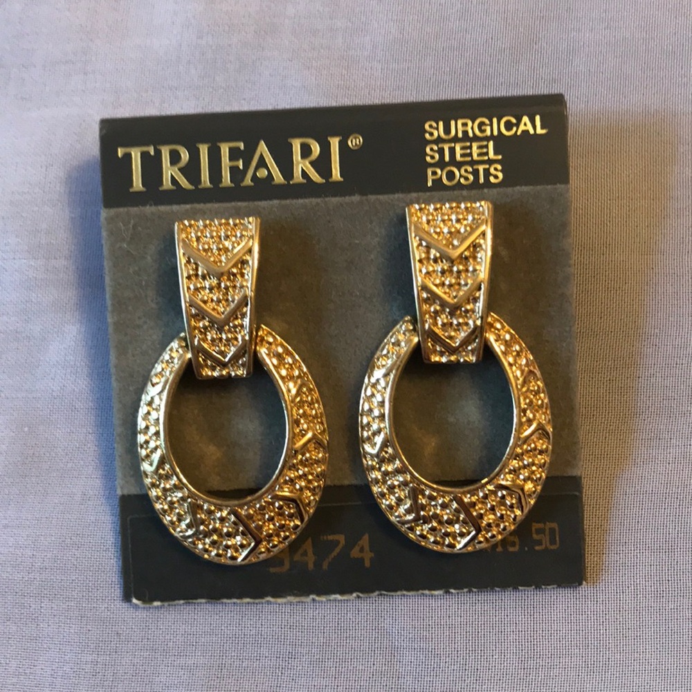 Goldtone Surgical Steelpost Door Knocker Earrings